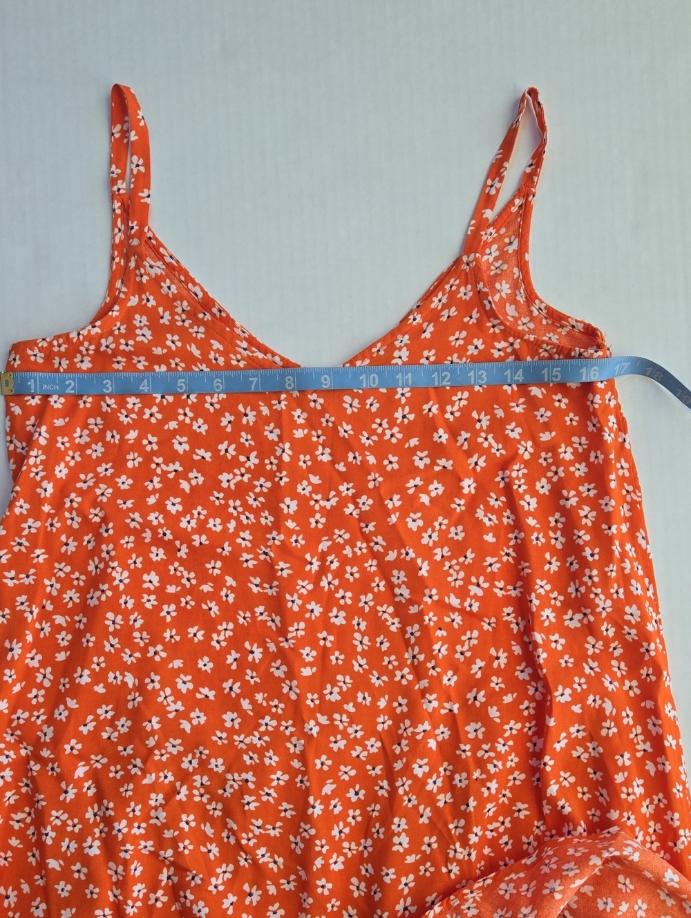 Vince Camuto Orange and White Ditsy Floral Maxi Sundress Summer Beach Size XXS - Picture 7 of 8